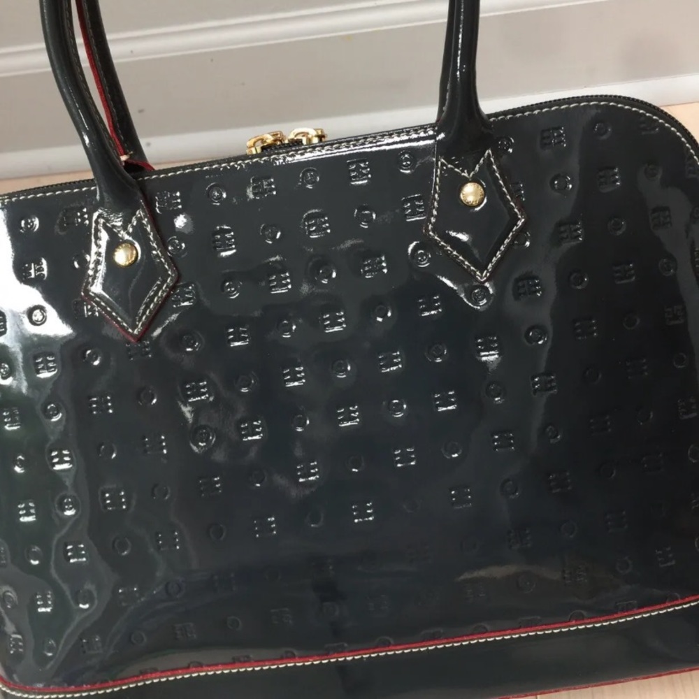 ARCADIA grey patent leather Italian satchel - Picture 9 of 11